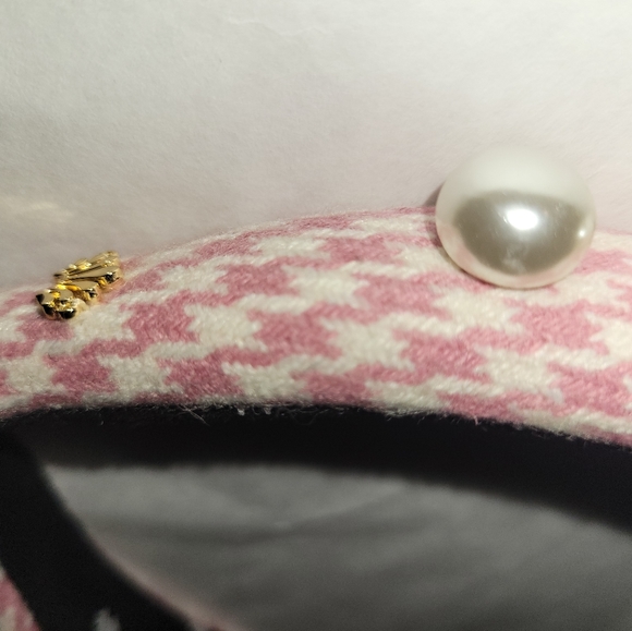 Lele Sadoughi Alice houndstooth pearl Headband Dahlia nwot - Picture 3 of 4